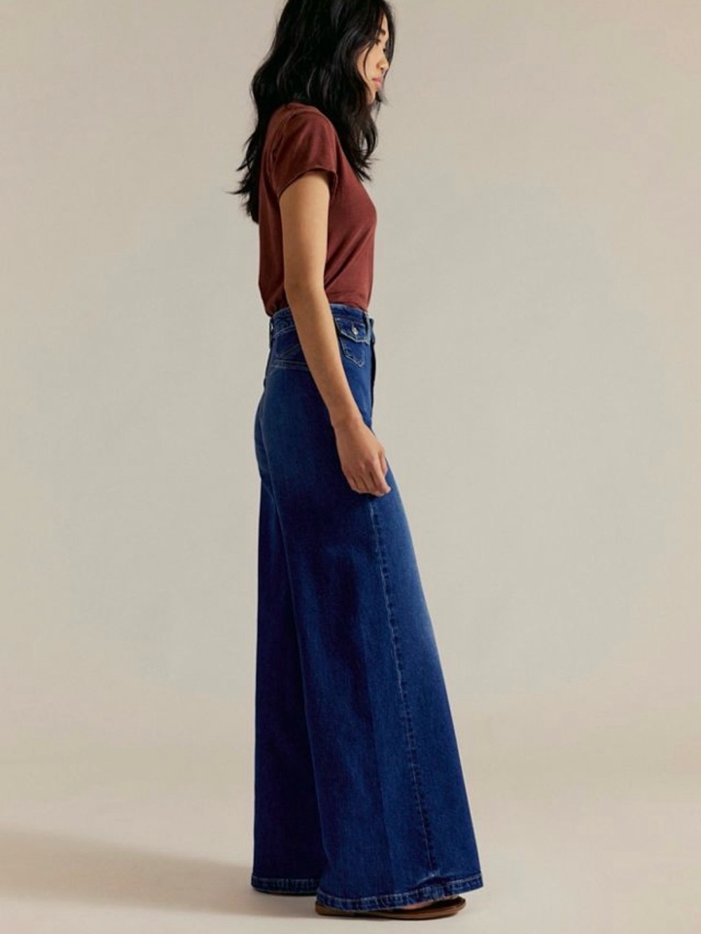 We The Free Dark Blue High-Rise Wide Leg Jeans - Picture 2 of 8